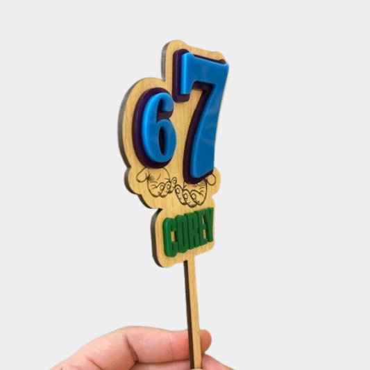 67 Cake Topper: Birthday decor, Maple and Acrylic