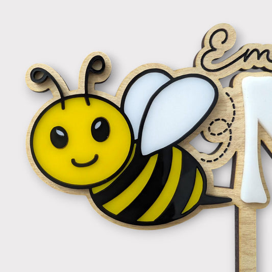 First Bee Day Cake Topper: Personalized Bumble Bee Birthday Decor