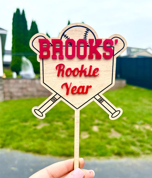 Personalized Baseball Cake Topper: Rookie of the Year, First Birthday