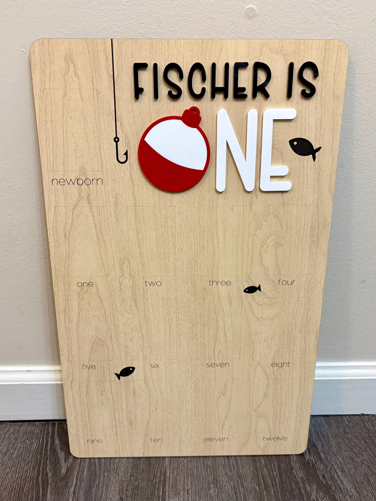 Oh-Fish-Ally One Birthday Photo Board: Wooden First Year Picture Display