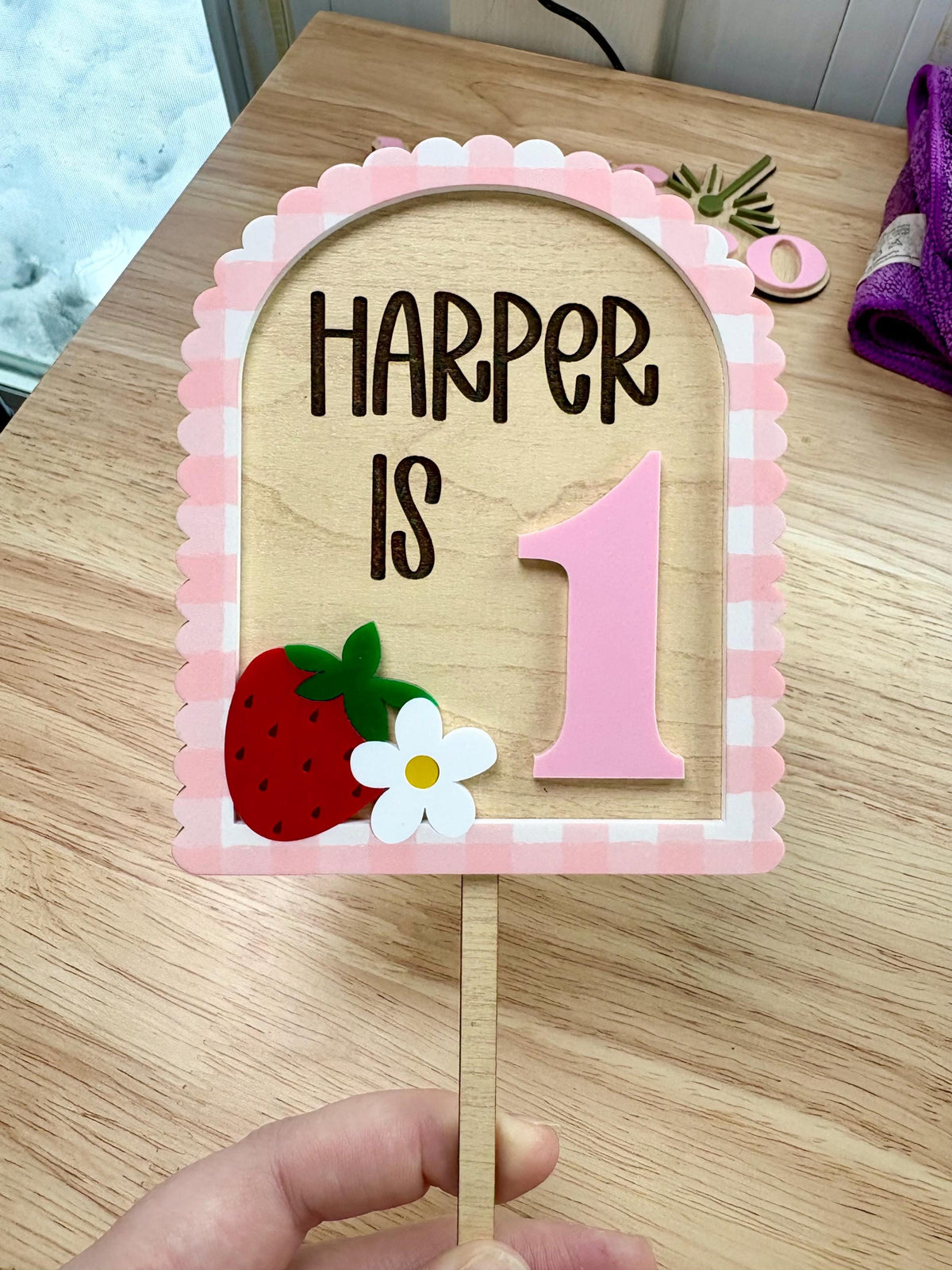 Berry First Birthday Cake Topper: Personalized Strawberry Party Decor