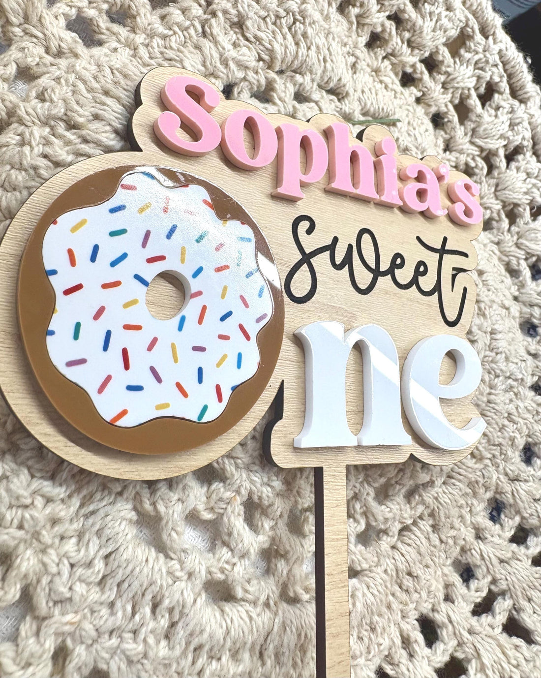 Sweet One Cake Topper: Donut Personalized First Birthday Decor