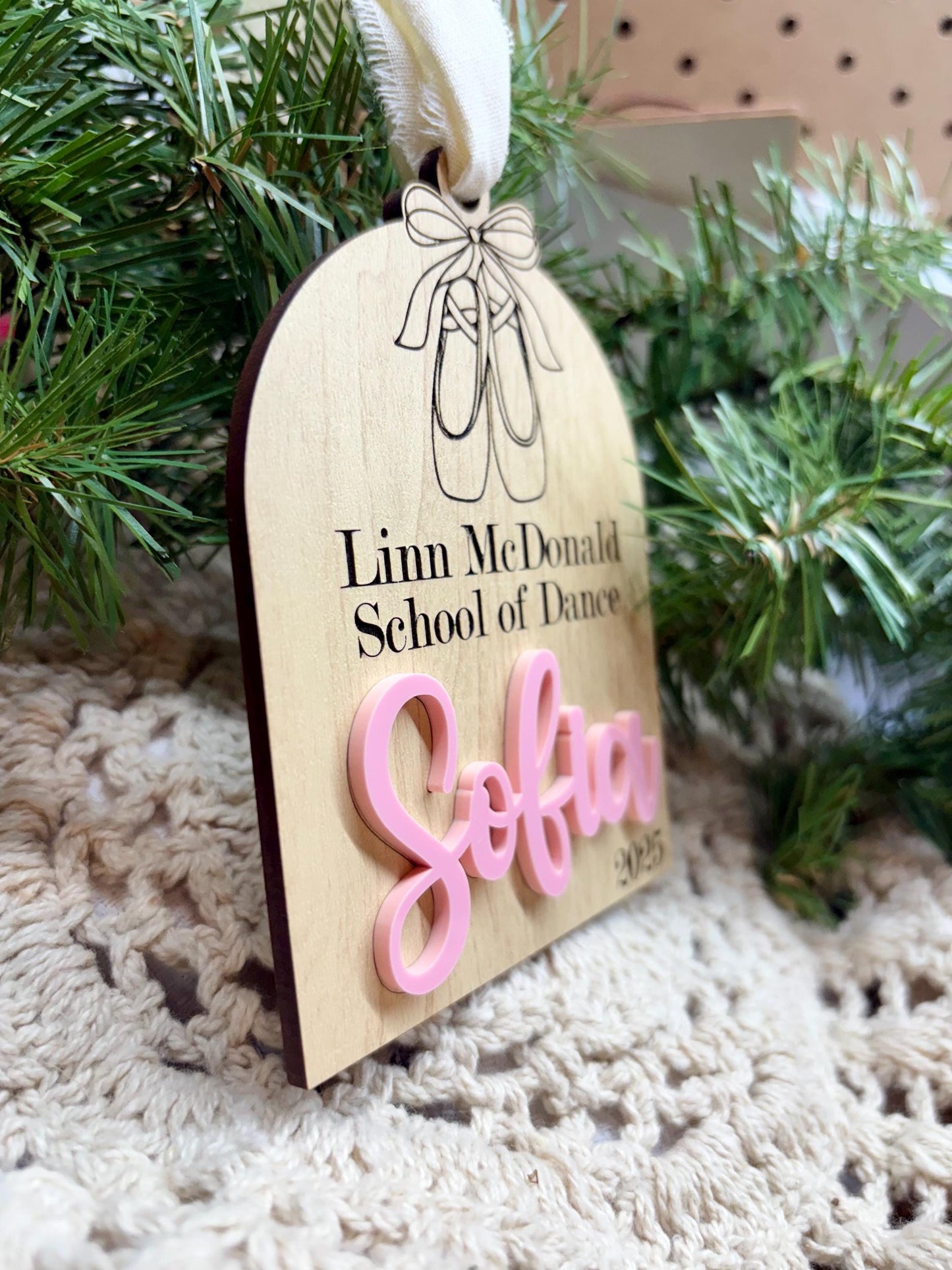 Dance Christmas Ornament: Maple Wood and acrylic Keepsake