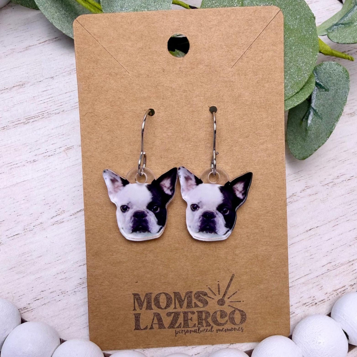 Pet Dangle Earrings Made with your Pet Photo-Pet Parent Gift, Options for Sensitive Ears