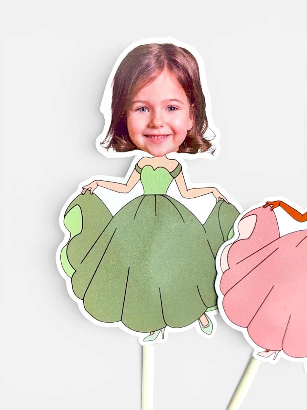Princess Dress Face Cupcake Toppers for Birthdays, Bridal Showers, Baby Showers and More