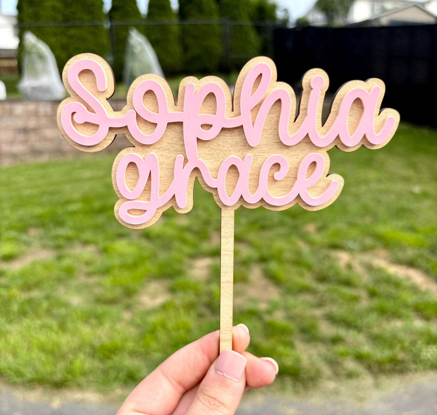 Personalized Baby Shower Cake Topper: Maple Wood & Acrylic, Keepsake Decor