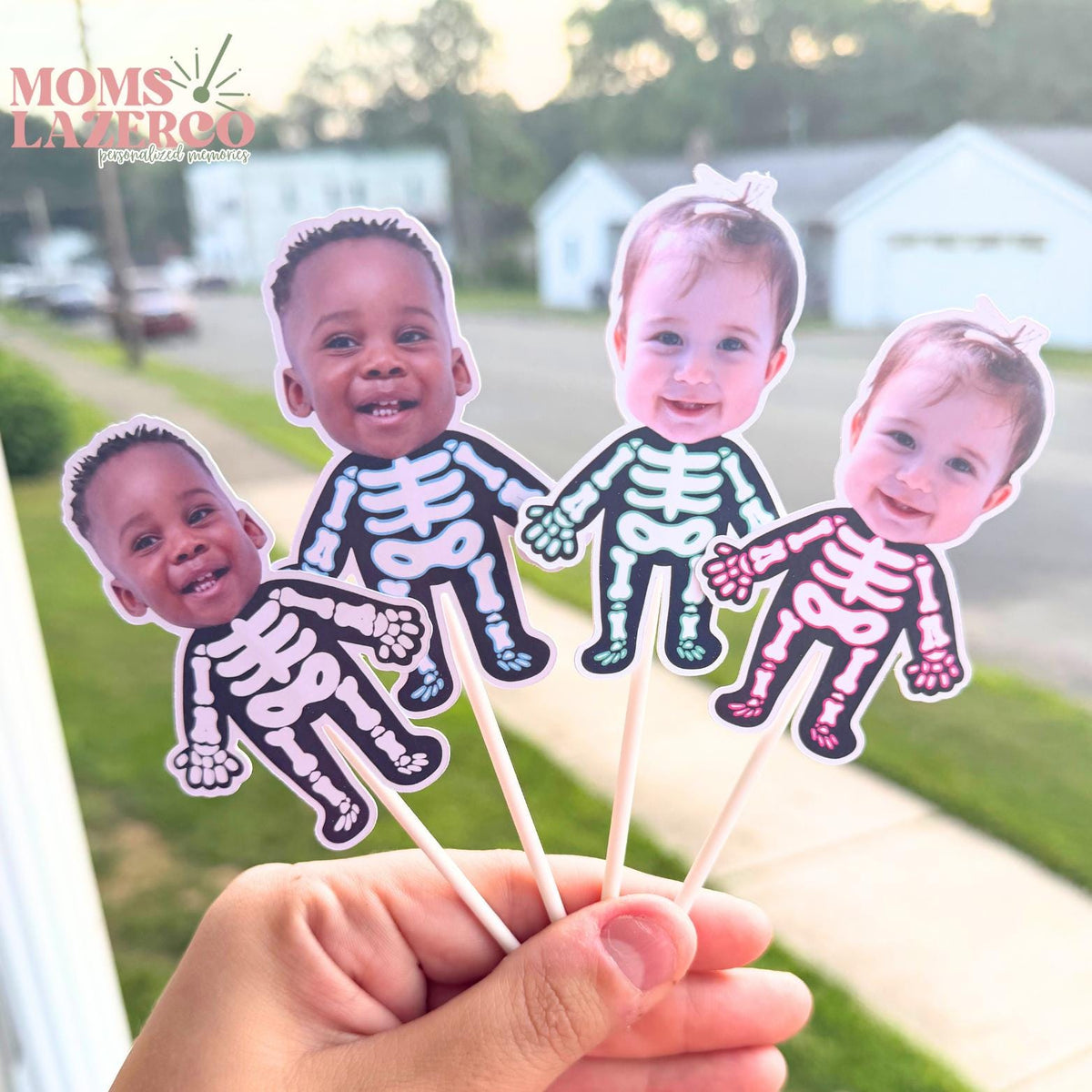 Halloween Skeleton Face Cupcake Toppers for Birthdays, Bridal Showers, Baby Showers and More