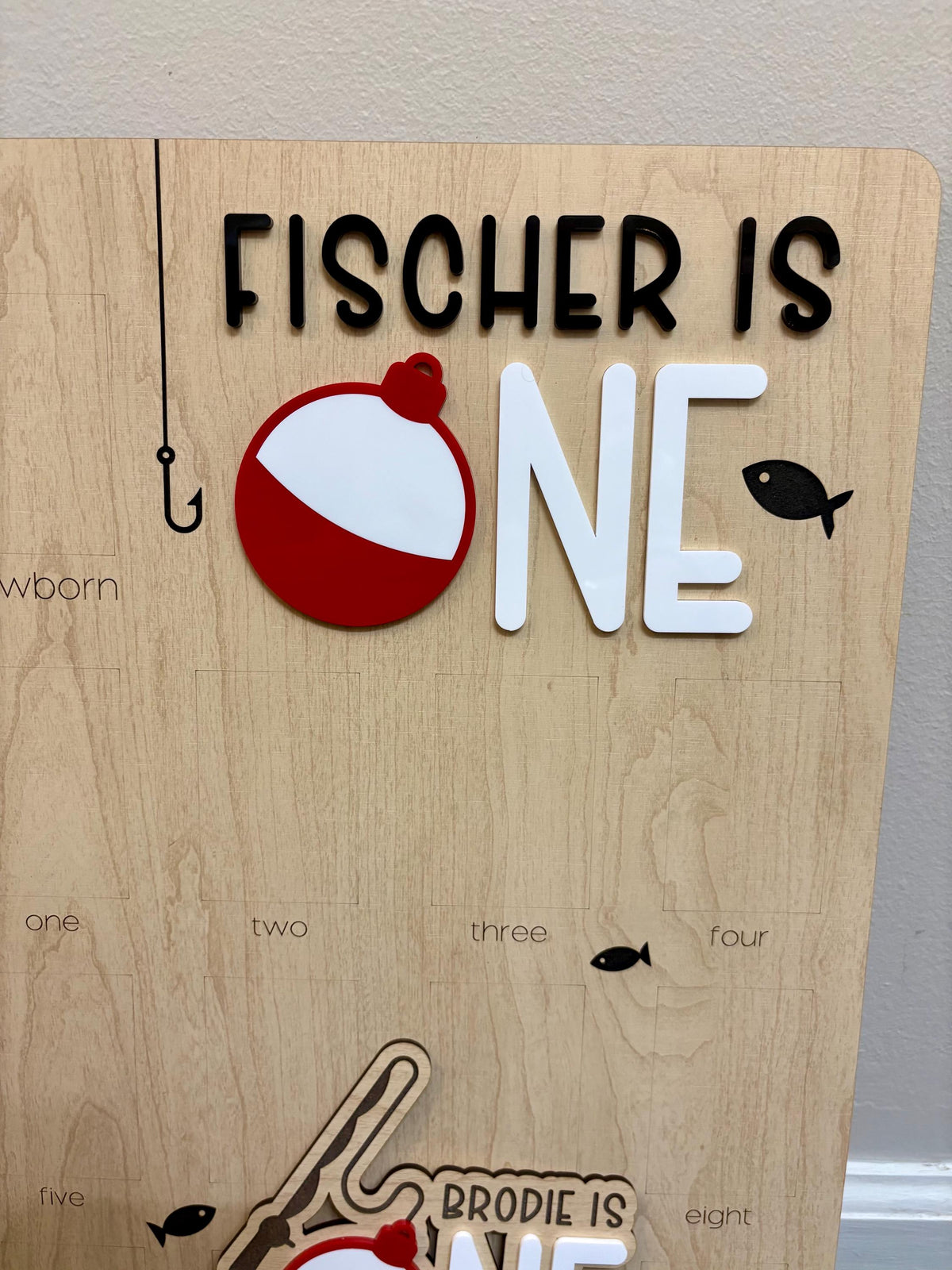 Oh-Fish-Ally One Birthday Photo Board: Wooden First Year Picture Display