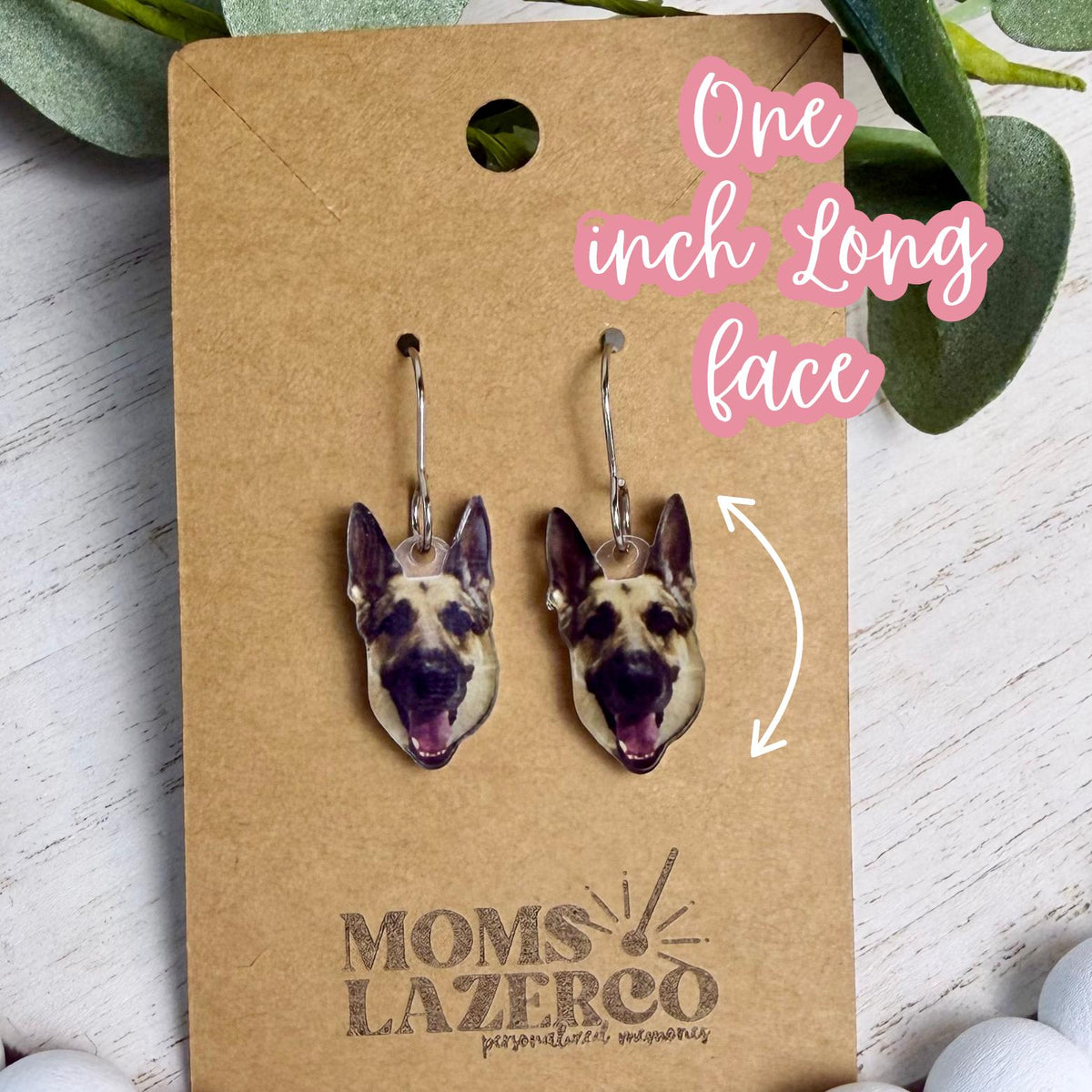 Pet Dangle Earrings Made with your Pet Photo-Pet Parent Gift, Options for Sensitive Ears