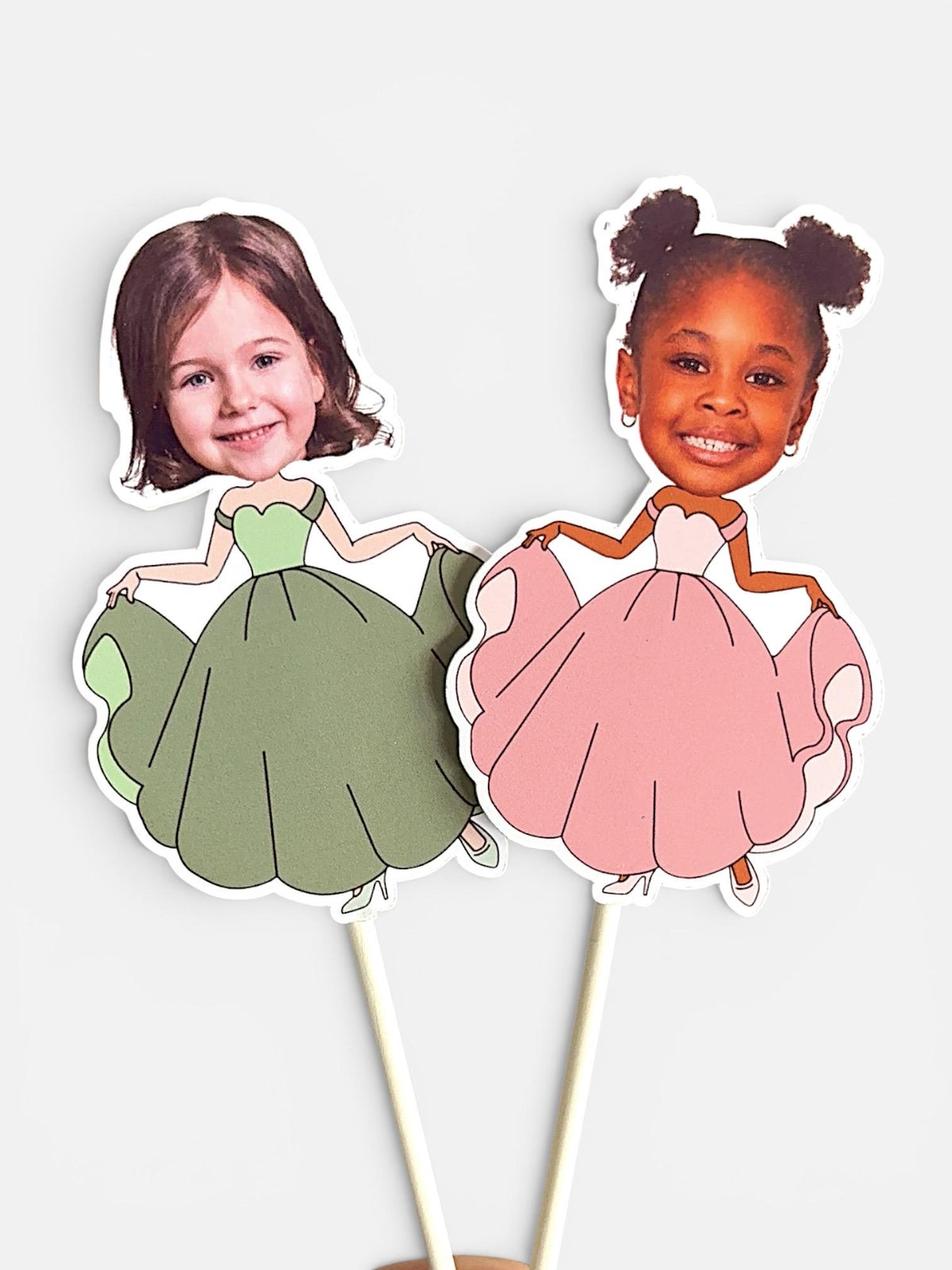 Princess Dress Face Cupcake Toppers for Birthdays, Bridal Showers, Baby Showers and More