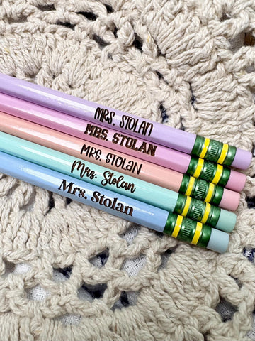 Personalized Pastel Pencils Set for Teacher Appreciation or First Day of School