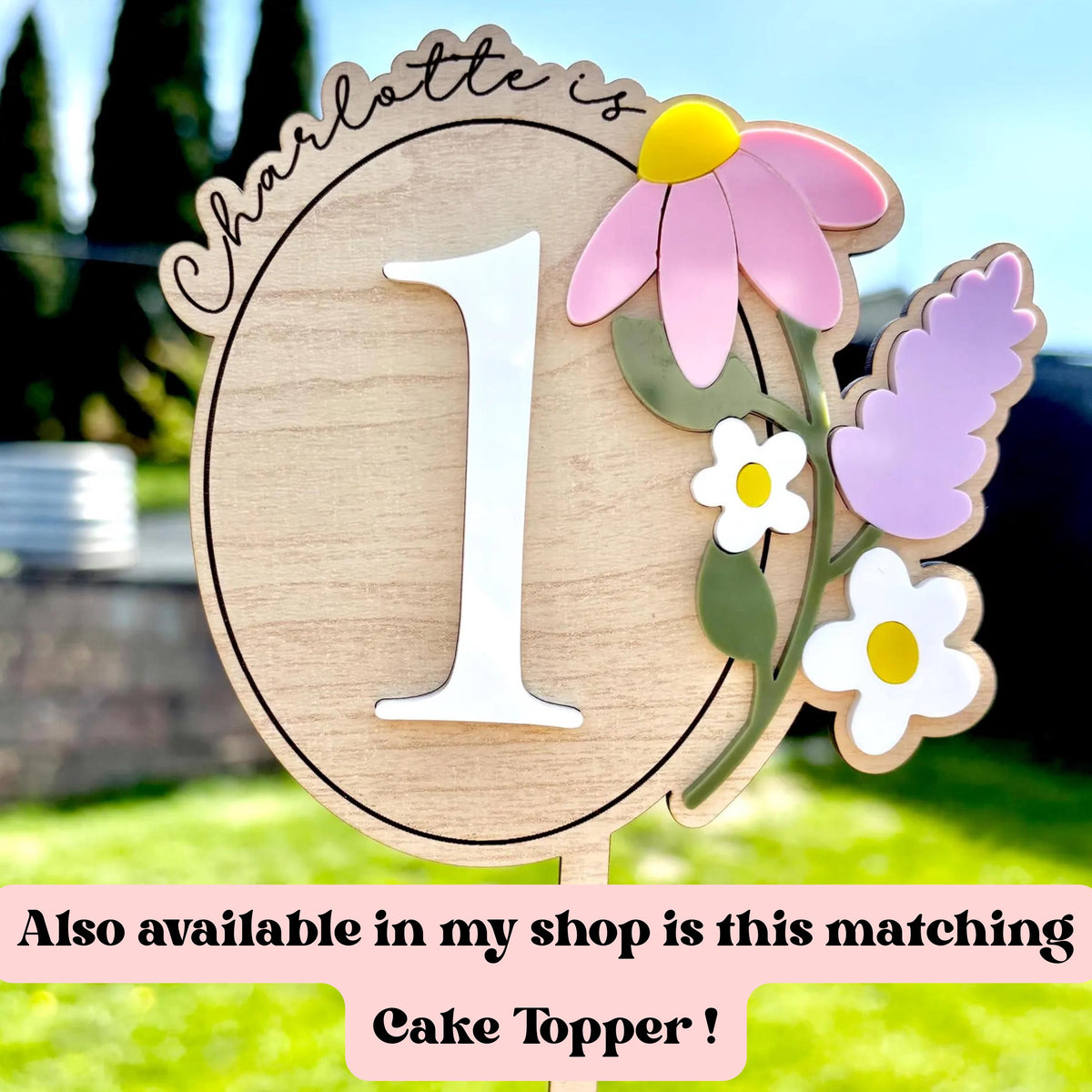Personalized Wildflower Cupcake Toppers for Birthdays, Bridal Showers, and Special Occasions