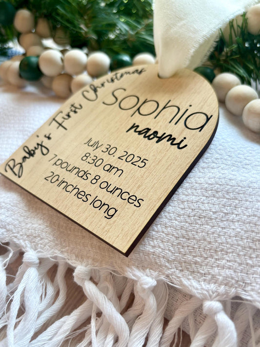Personalized Baby's First Christmas Ornament: Maple Plywood Keepsake