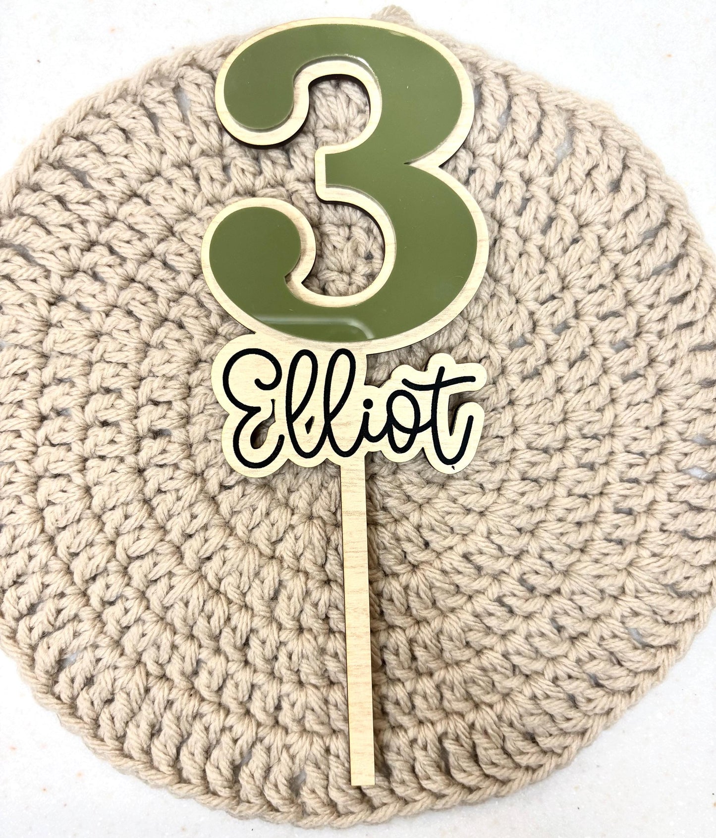 Custom Name Cake Topper: Personalized Birthday, Acrylic & Wood