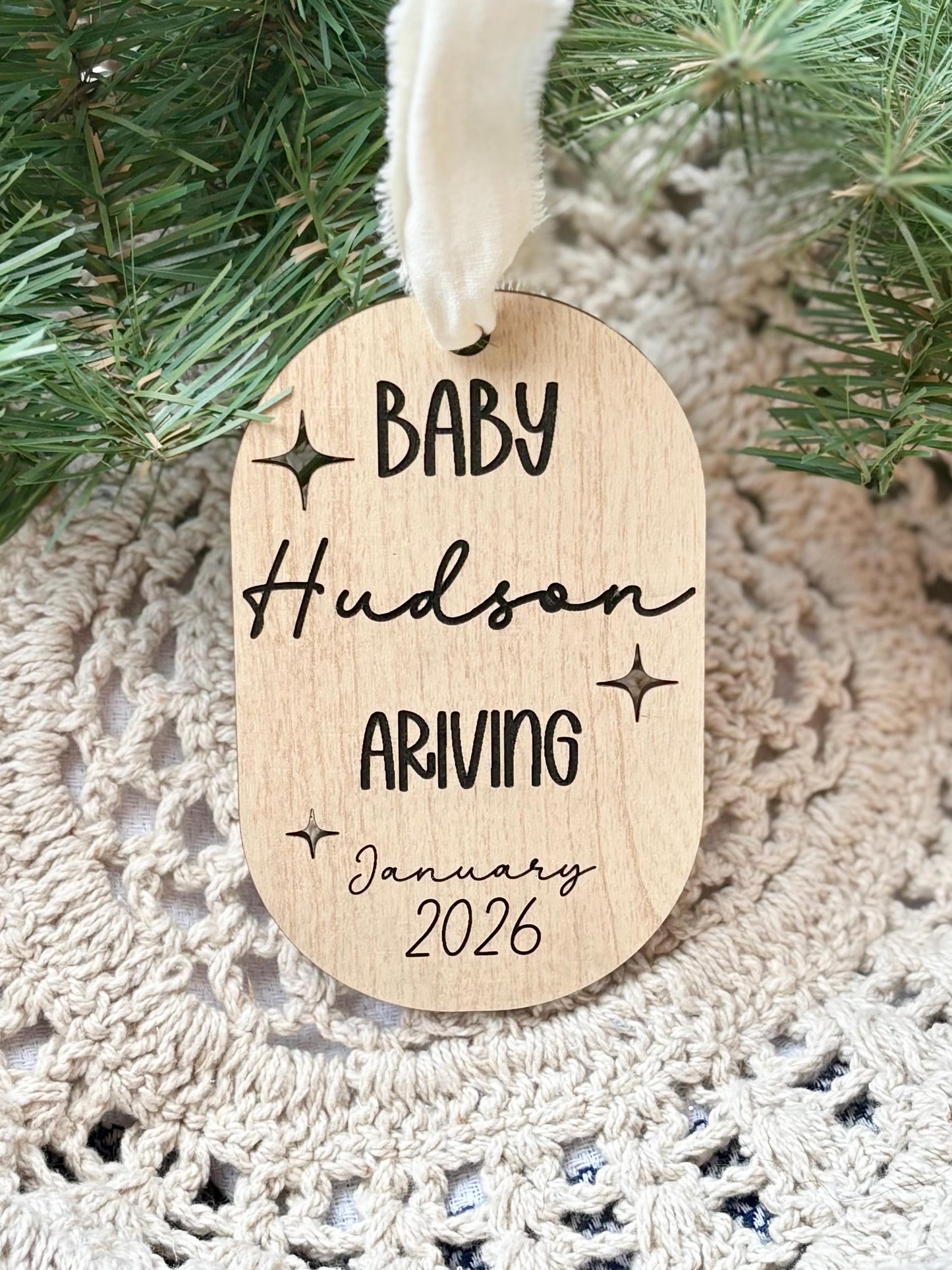Baby on the Way Christmas Ornament: Birth Announcement Keepsake