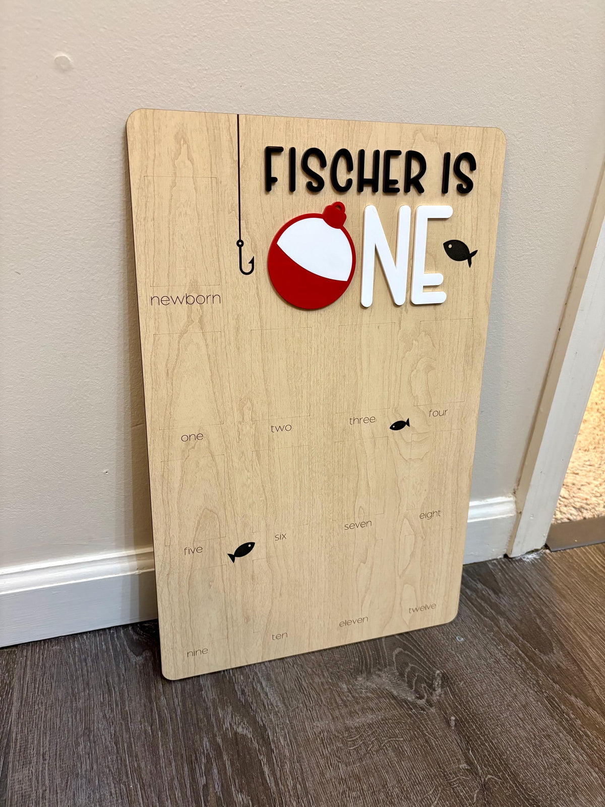 Oh-Fish-Ally One Birthday Photo Board: Wooden First Year Picture Display