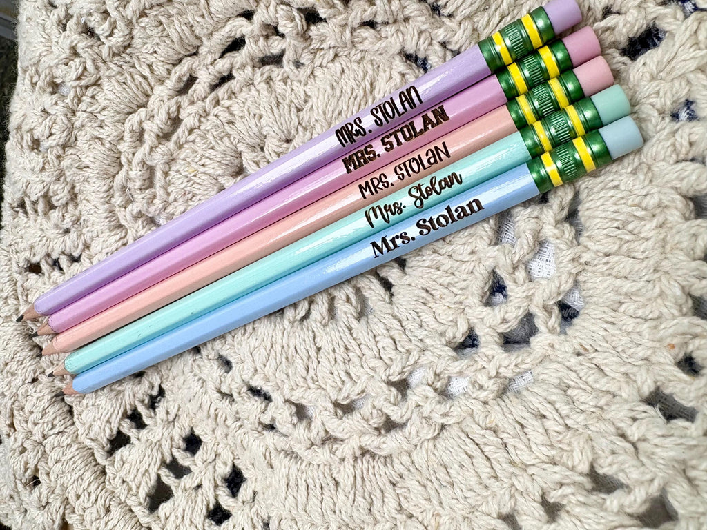 Personalized Pastel Pencils Set for Teacher Appreciation or First Day of School