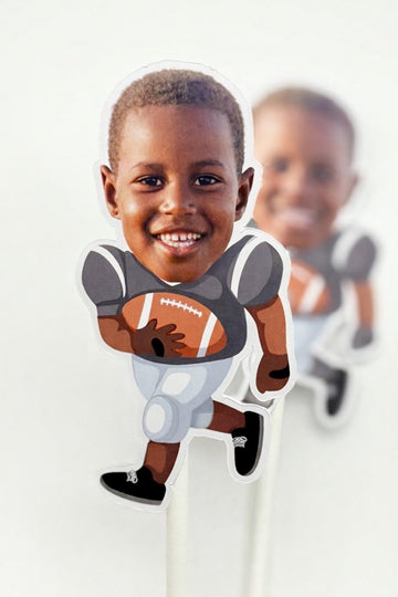 Football Themed Face Cupcake Toppers for Birthdays, Grooms, and Special Occasions