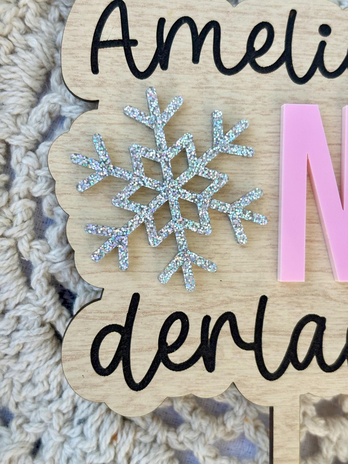 Personalized ONEderland Cake Topper: Winter ONEderland Birthday, Maple and Acrylic