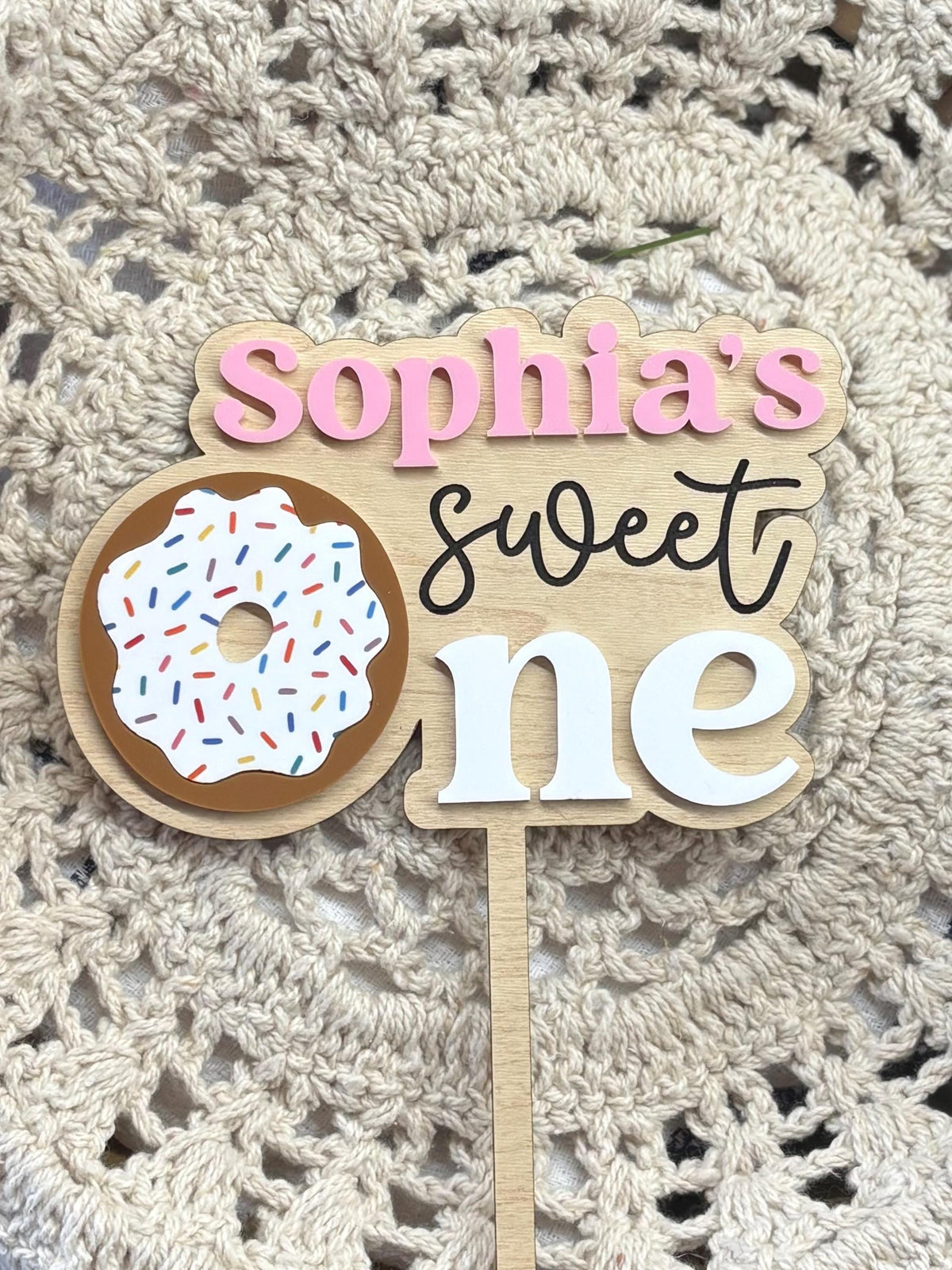 Sweet One Cake Topper: Donut Personalized First Birthday Decor