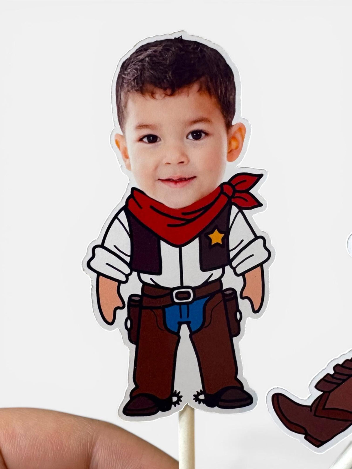 Cowboy Themed Face Cupcake Toppers for Birthdays, Bridal Showers, Baby Showers and More