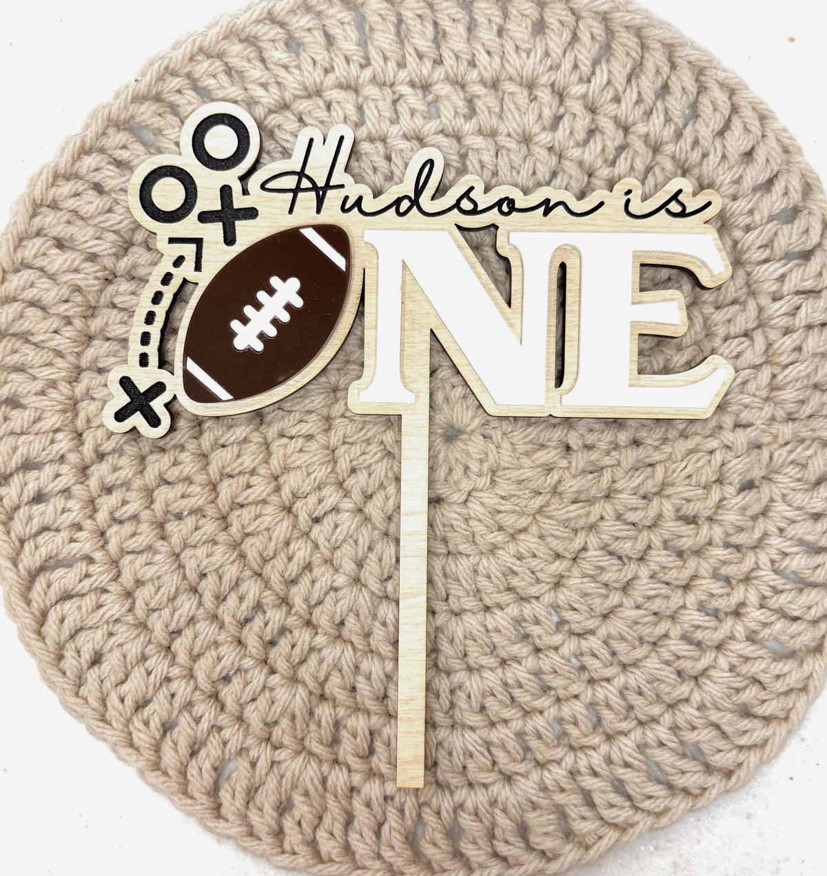 Personalized Football Cake Topper: First Down Birthday, Sports Decor