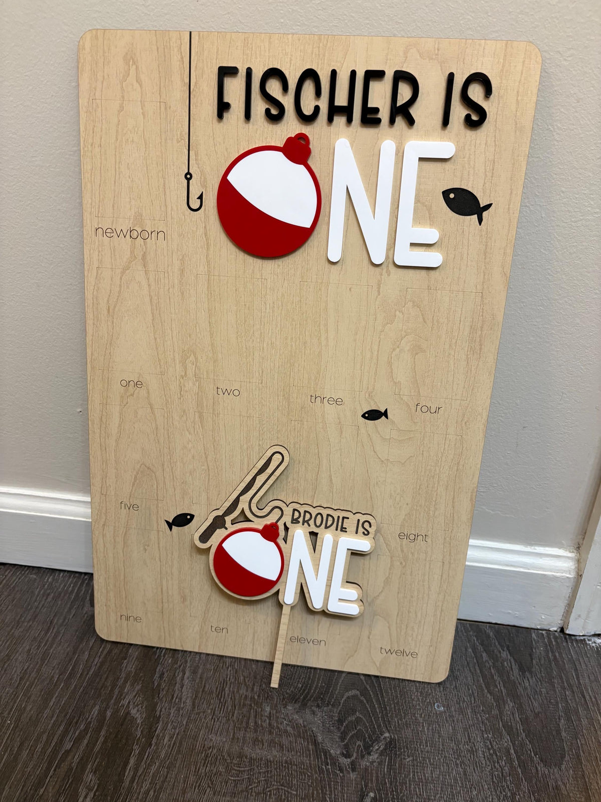 Oh-Fish-Ally One Birthday Photo Board: Wooden First Year Picture Display