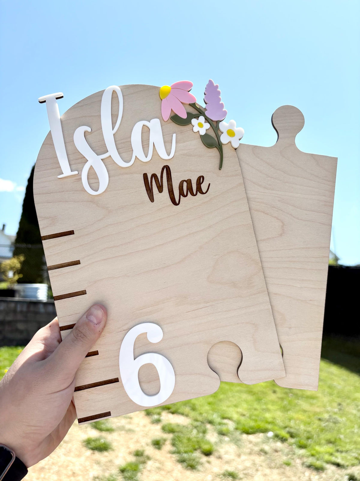 Wildflower Growth Chart Ruler for Wall or Bedroom - Toddlers and Child Height Ruler