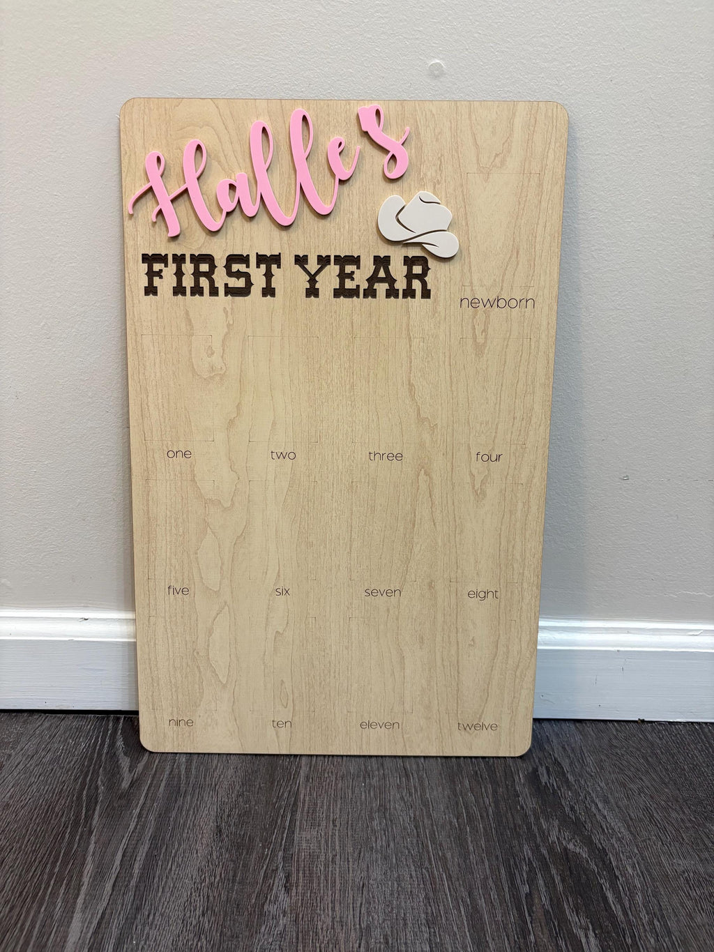 First Rodeo Birthday Photo Board: Wooden First Year Picture Display