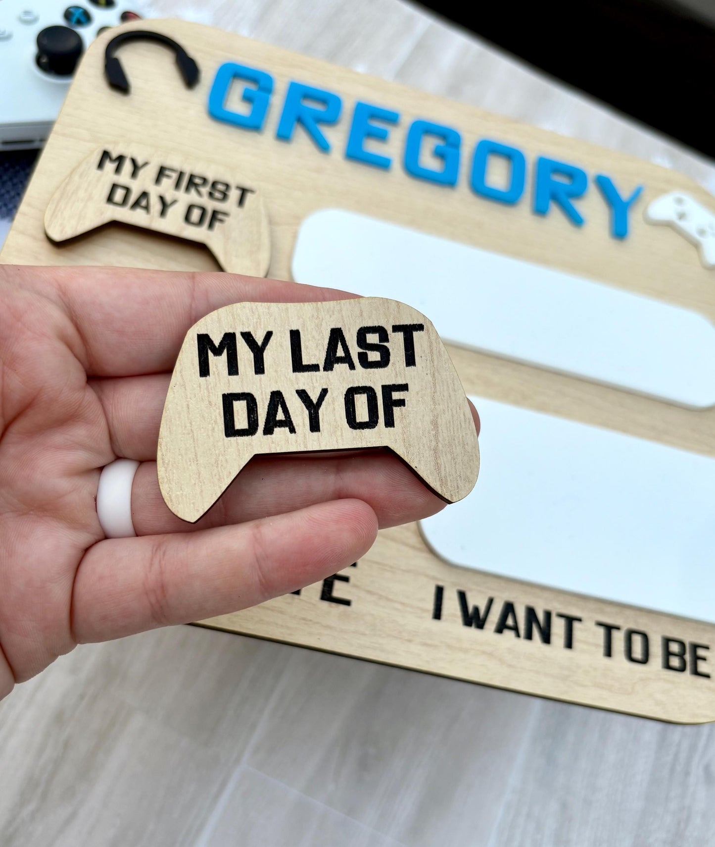 Personalized First Day of School Sign: Maple Wood Photo Prop with Dry Erase Marker