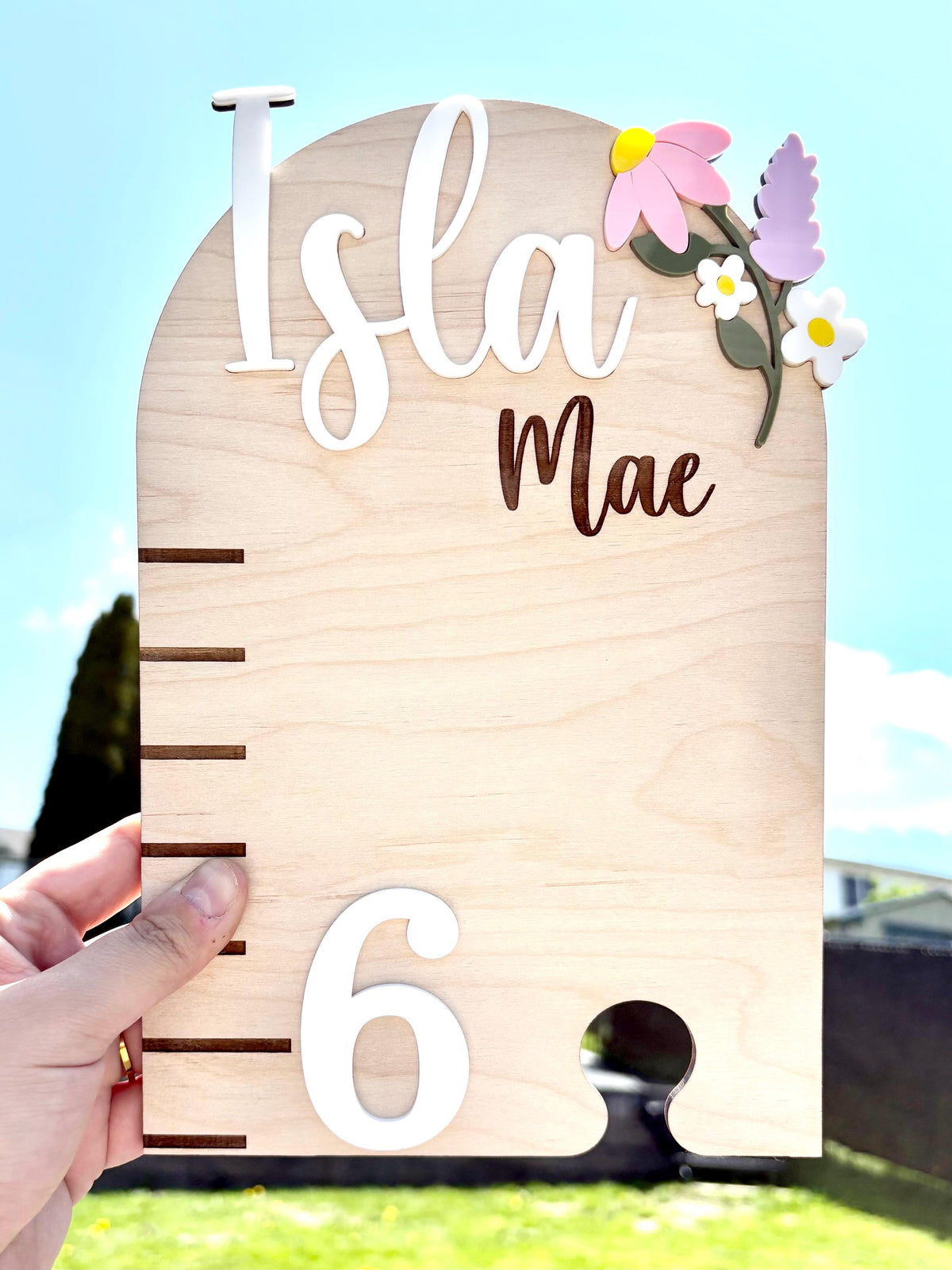 Wildflower Growth Chart Ruler for Wall or Bedroom - Toddlers and Child Height Ruler