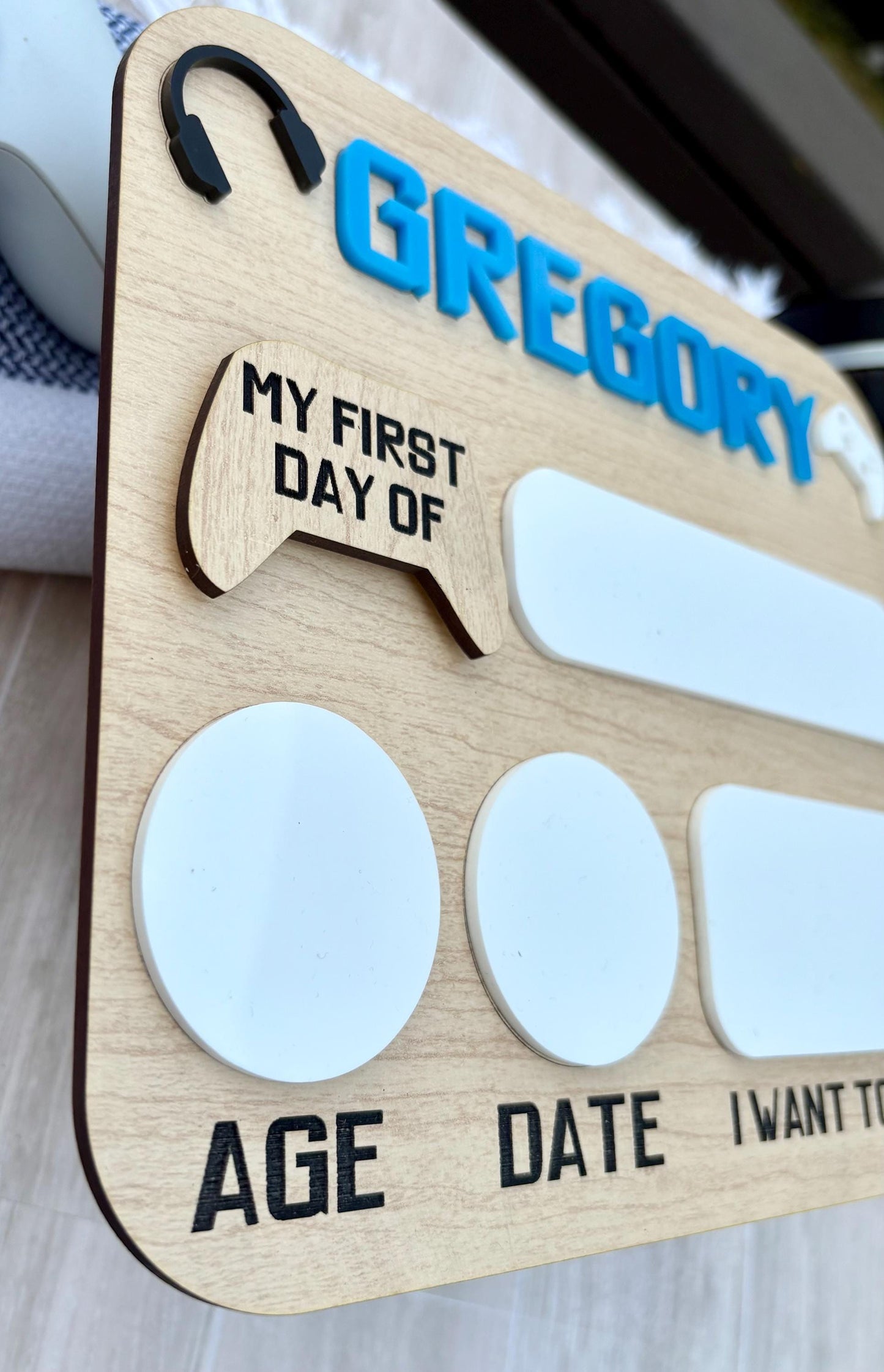 Personalized First Day of School Sign: Maple Wood Photo Prop with Dry Erase Marker