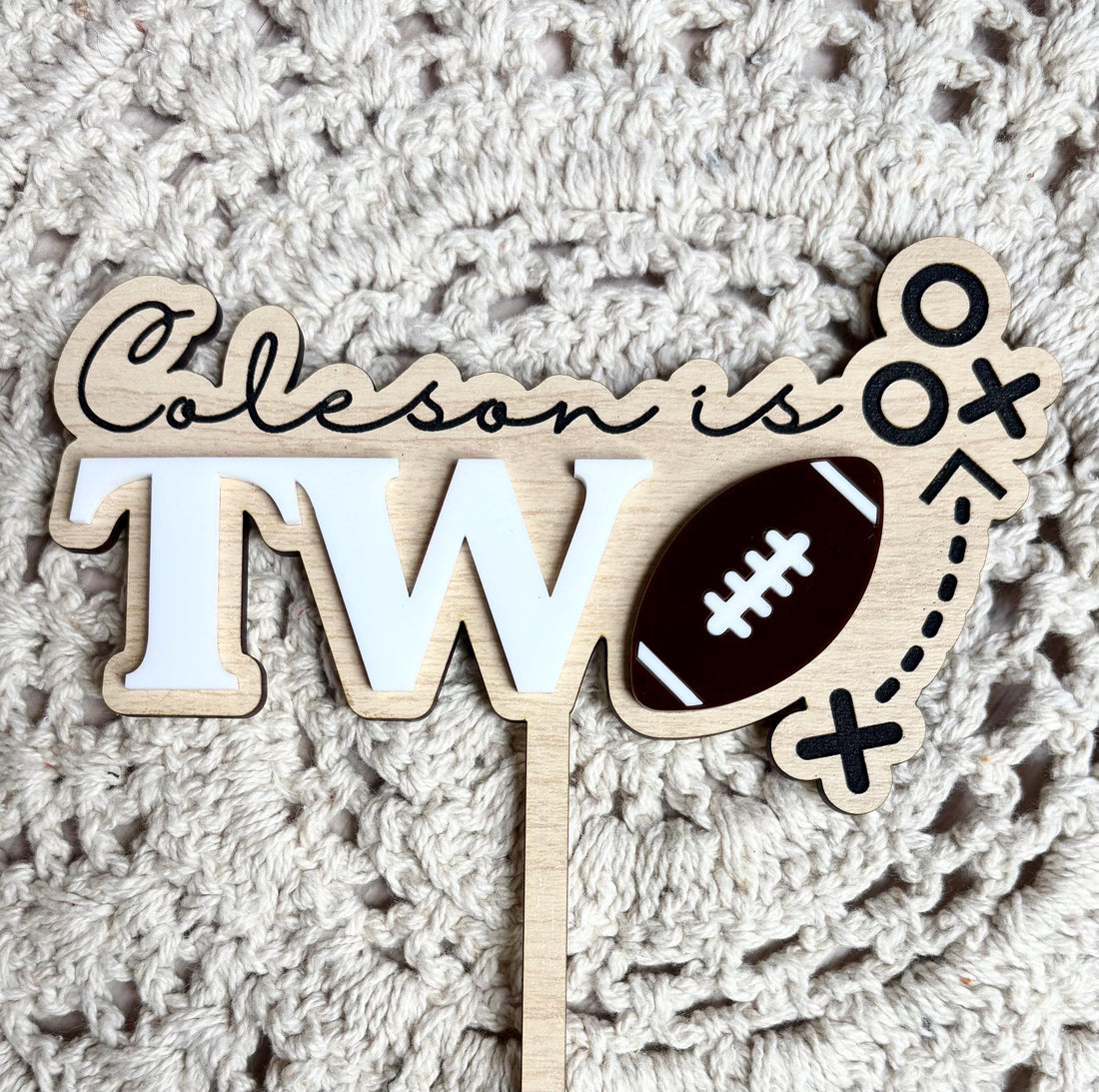 Personalized Football Cake Topper: First Down Birthday, Sports Decor
