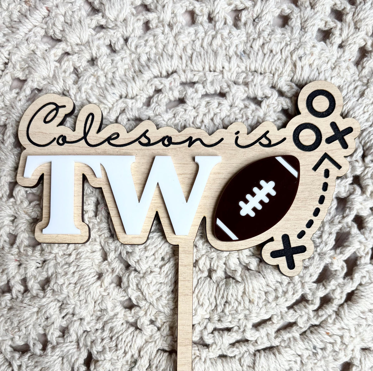 Personalized Football Cake Topper: First Down Birthday, Sports Decor