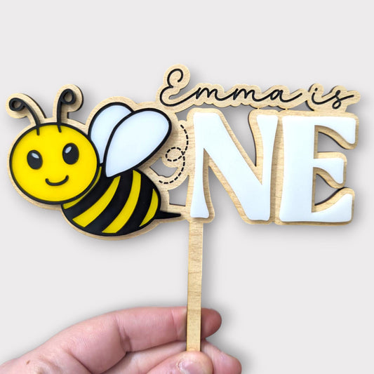 First Bee Day Cake Topper: Personalized Bumble Bee Birthday Decor