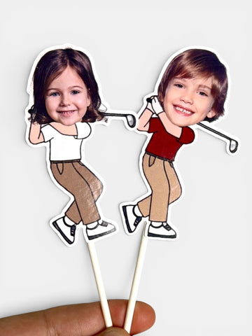 Golf Themed Face Cupcake Toppers for Birthdays, Bachelor Parties, and More