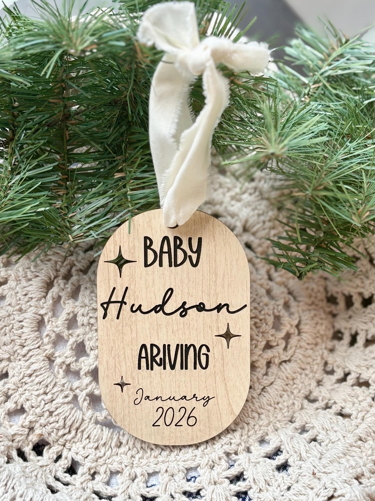 Baby on the Way Christmas Ornament: Birth Announcement Keepsake