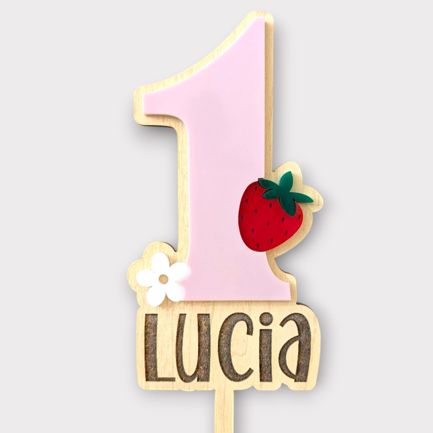 Berry First Birthday Cake Topper: Personalized Strawberry Party Decor