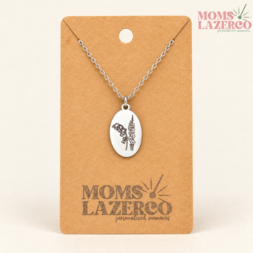 Personalized Birth Flower & Custom Wording Necklace