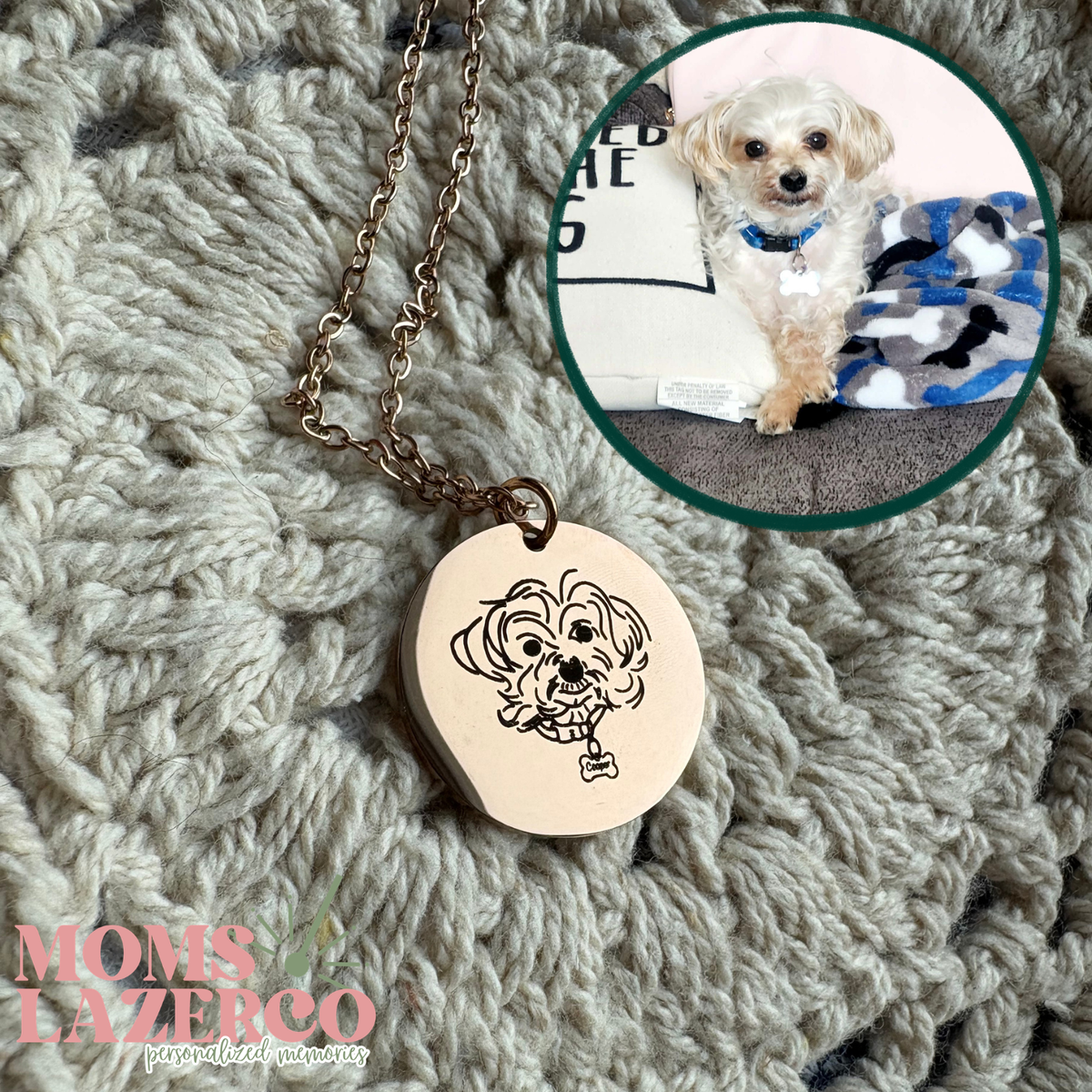 Custom Photo Necklace – Hand-Drawn & Engraved