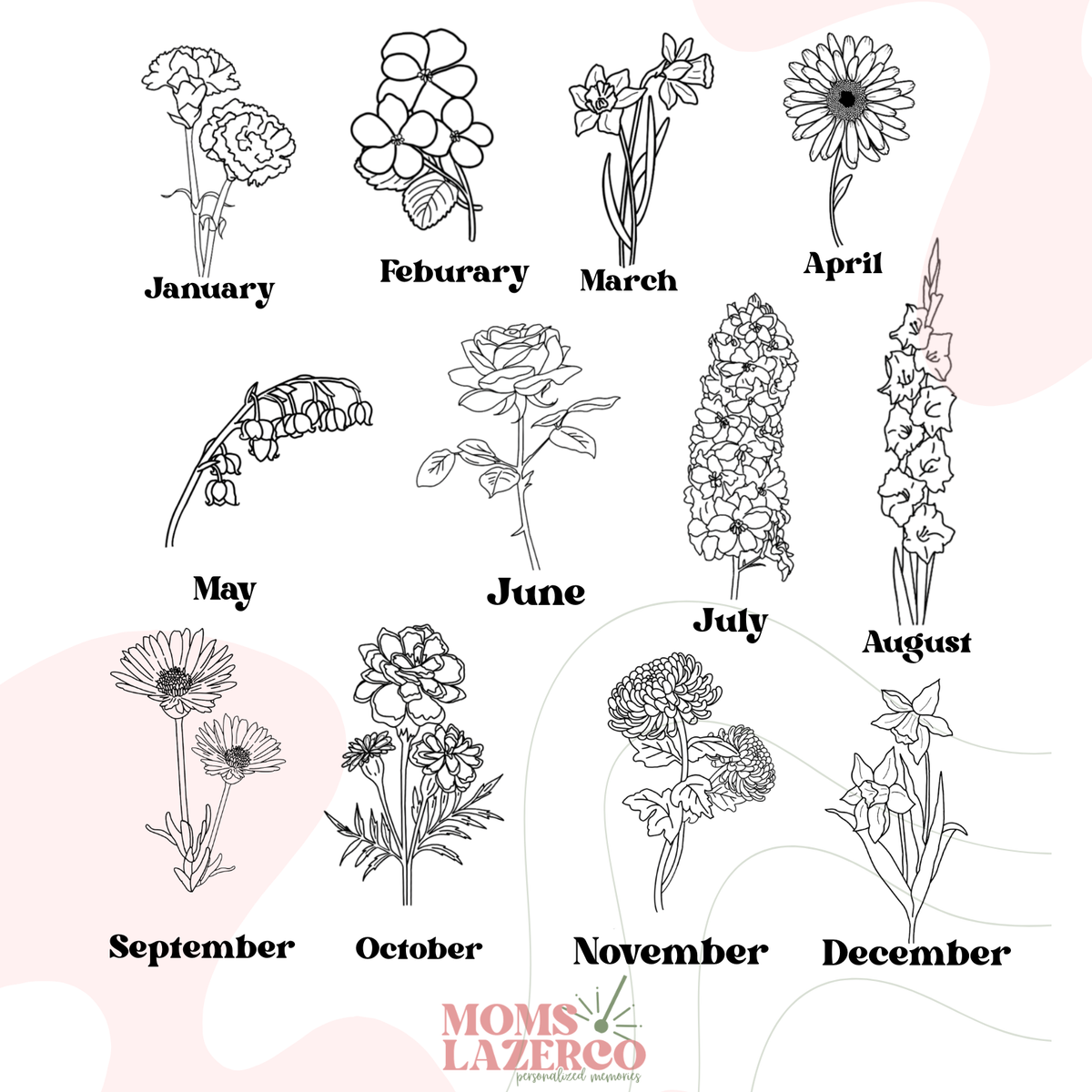Personalized Birth Flower & Custom Wording Necklace