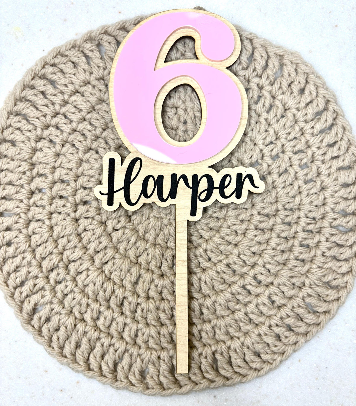 Custom Name Cake Topper: Personalized Birthday, Acrylic & Wood