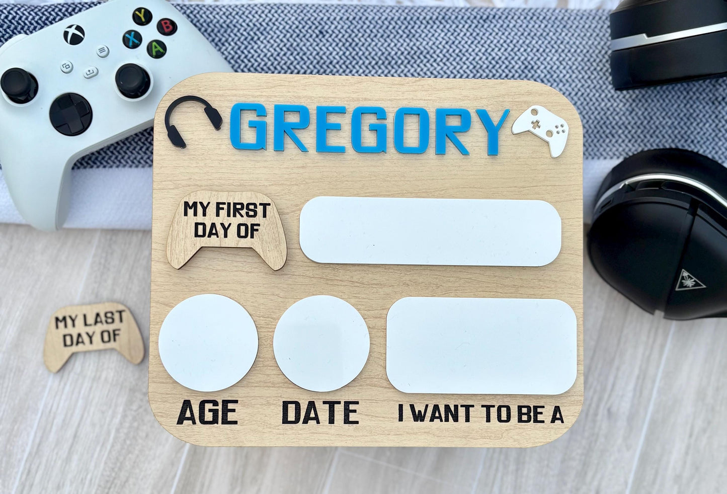 Personalized First Day of School Sign: Maple Wood Photo Prop with Dry Erase Marker