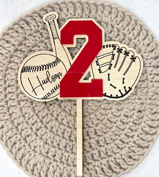 Personalized Baseball Cake Topper: Rookie of the Year, Sports Birthday Decor