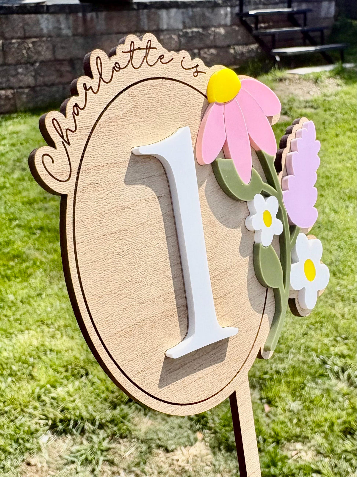 Wildflower Cake Topper-Floral Birthday Theme Cake Topper