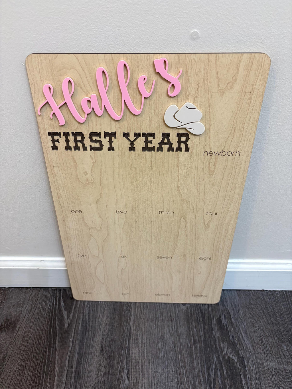 First Rodeo Birthday Photo Board: Wooden First Year Picture Display