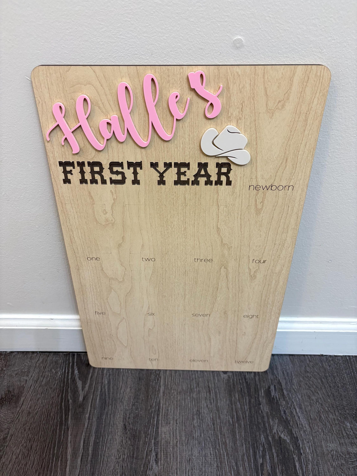 First Rodeo Birthday Photo Board: Wooden First Year Picture Display