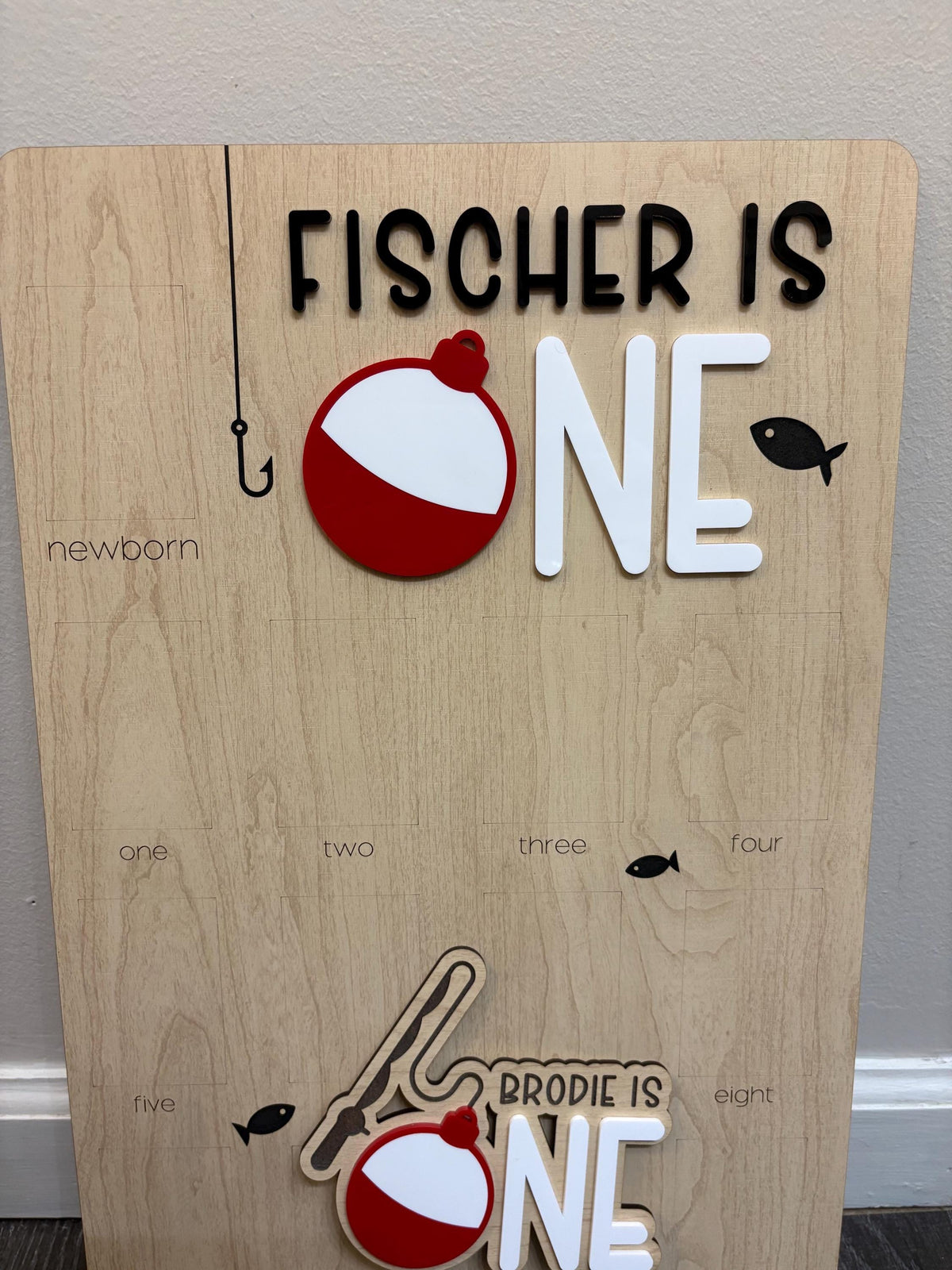 Oh-Fish-Ally One Birthday Photo Board: Wooden First Year Picture Display