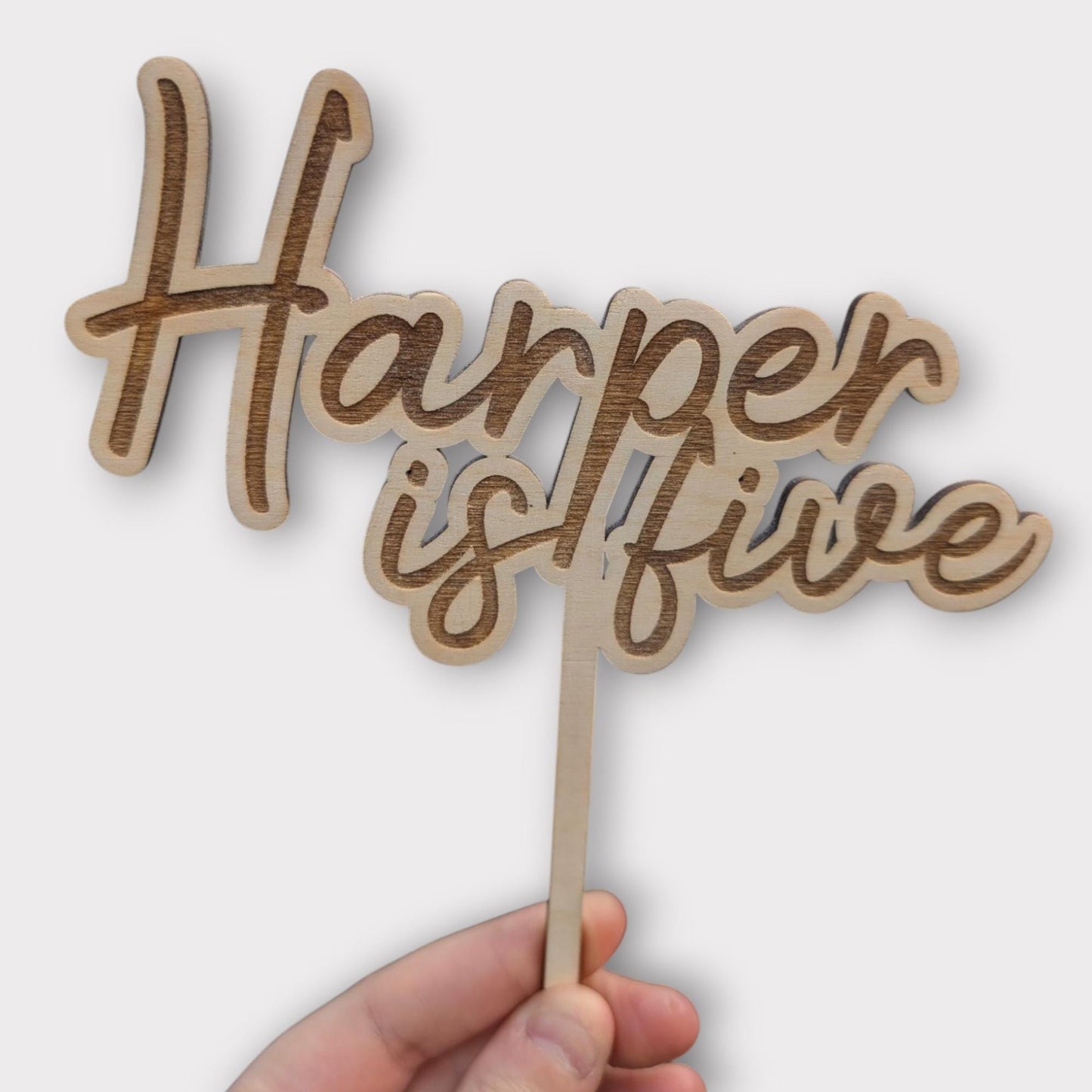 Personalized Wooden Birthday Cake Topper: Engraved Maple Plywood
