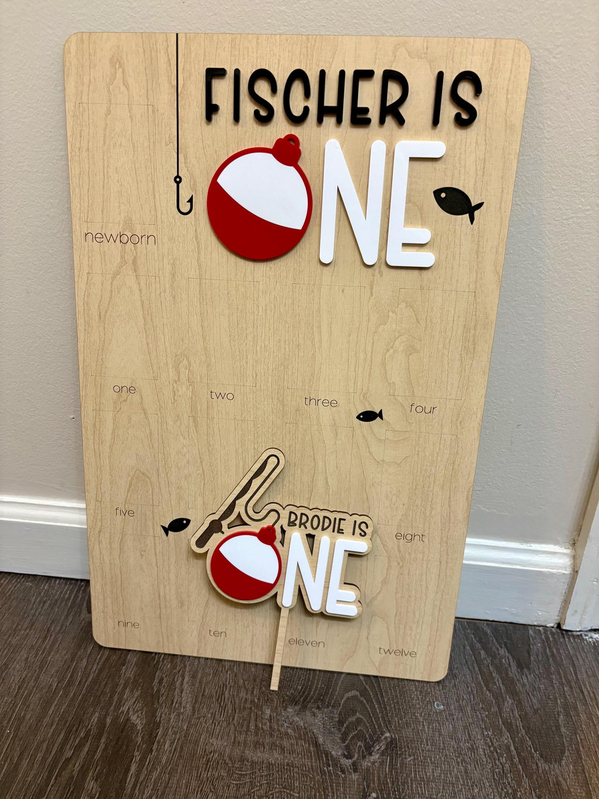 Oh-Fish-Ally One Birthday Photo Board: Wooden First Year Picture Display